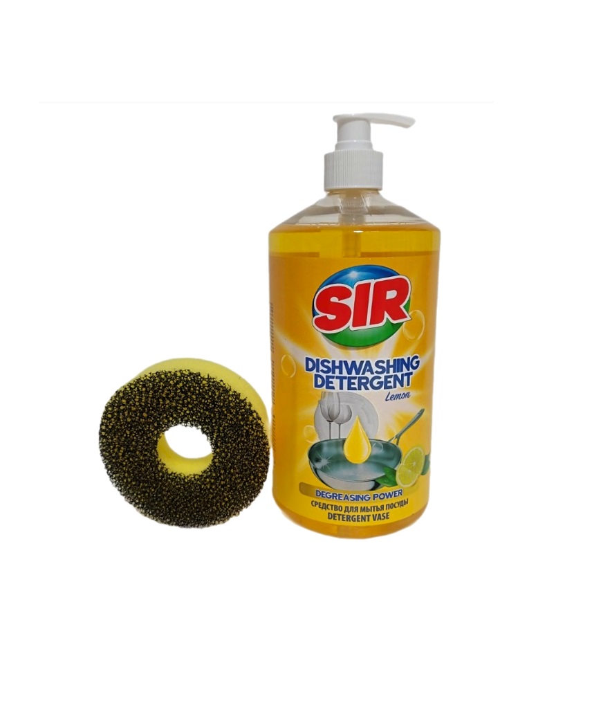 18132 Detergent de Vase cu Burete cu Aromă de Lămâie – SIR Dishwahing Detergent, 1L - imagine 1